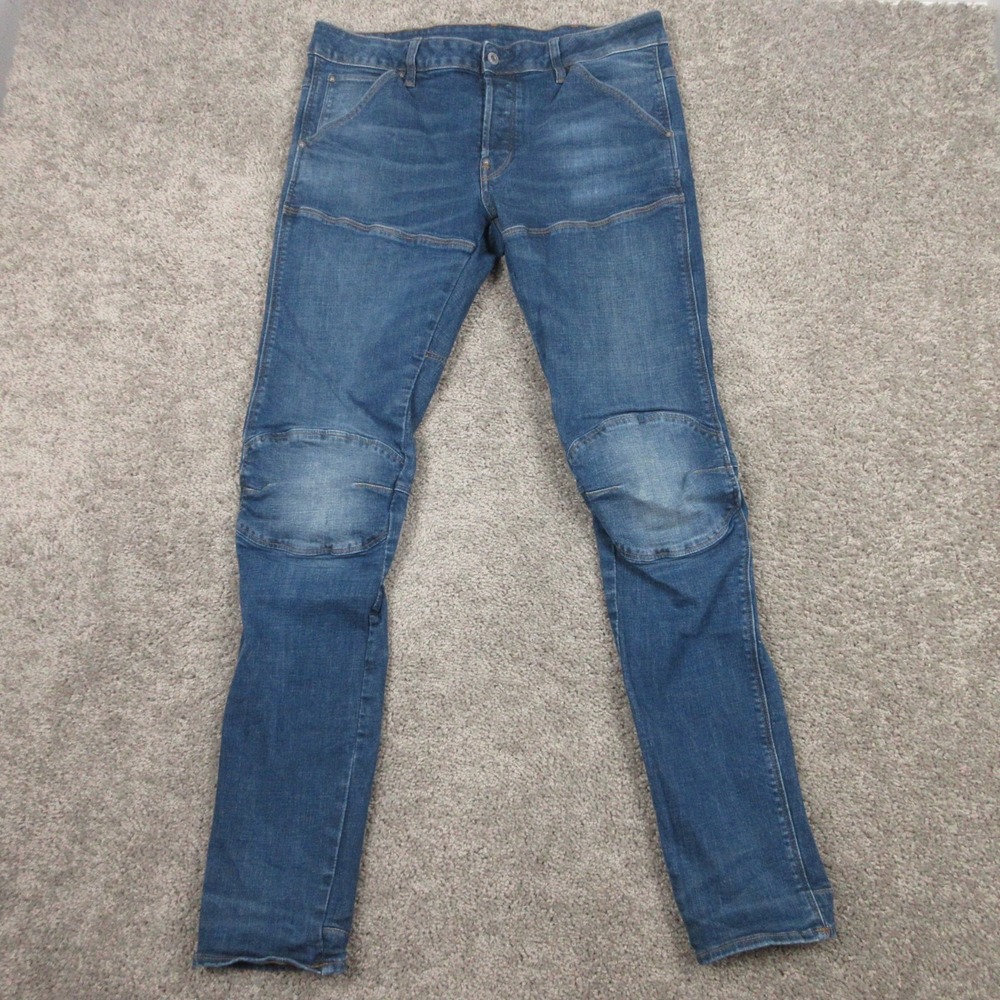 Gstar Raw Jeans mens 34x36 Blue 5620 3D Slim Double Knee Skinny Fade Denim Pants